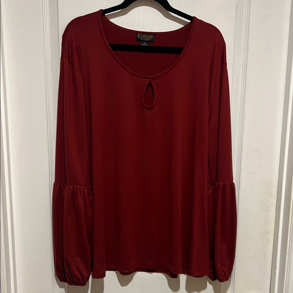 Forbidden Society Red Bell Sleeve Relaxed Blouse